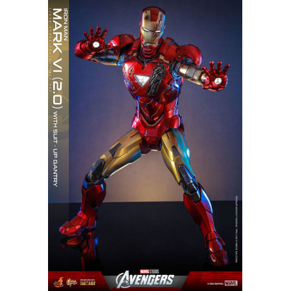 Marvel Los Vengadores Figura Movie Masterpiece Diecast 1/6 Iron Man Mark VI (2.0) with Suit-Up Gantry 32 cm.