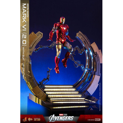 Marvel Los Vengadores Figura Movie Masterpiece Diecast 1/6 Iron Man Mark VI (2.0) with Suit-Up Gantry 32 cm.