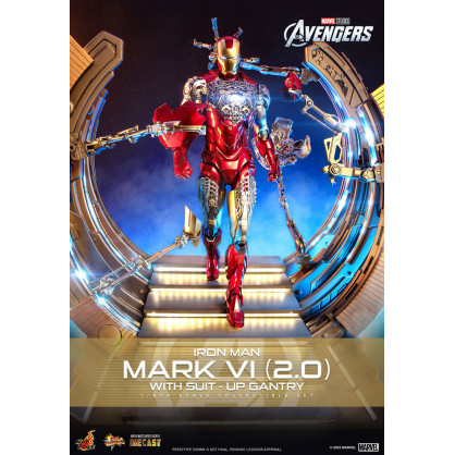 Marvel Los Vengadores Figura Movie Masterpiece Diecast 1/6 Iron Man Mark VI (2.0) with Suit-Up Gantry 32 cm.